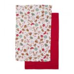 Set 2 prosoape de bucatarie, 38x63 cm, Red - HR-2TWL-RED