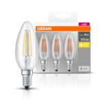 Set 3 becuri Led Osram, E14, 4W, 470 lumeni, lumina calda (2700K) - 000004058075819313