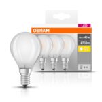 Set 3 becuri Led Osram, E14, 4W, 470 lumeni, lumina calda (2700K) - 000004058075819399