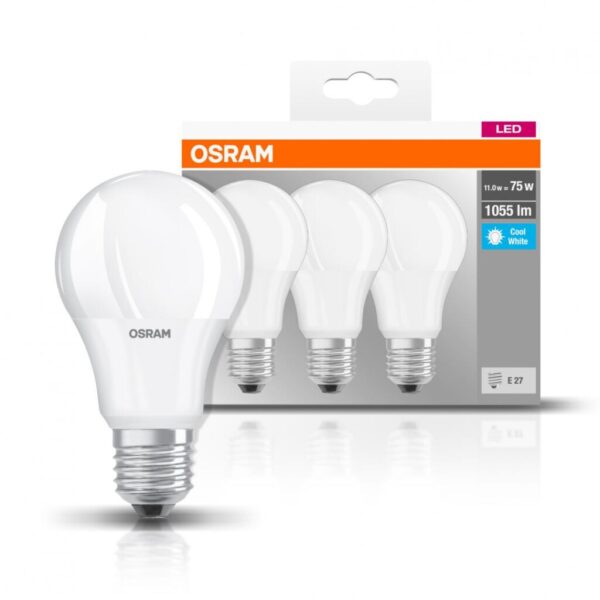 Set 3 becuri Led Osram, E27, 10,5W, 1055 lumeni, lumina neutra (4000K) - 000004058075819573