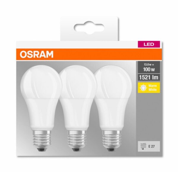 Set 3 becuri Led Osram, E27, 14W, 1521 lumeni, lumina calda (2700K) - 000004058075819412