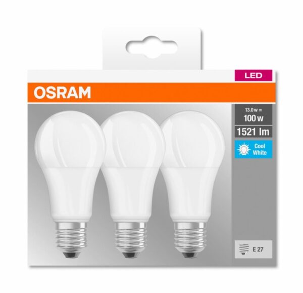 Set 3 becuri Led Osram, E27, 14W, 1521 lumeni, lumina neutra (4000K) - 000004058075819559