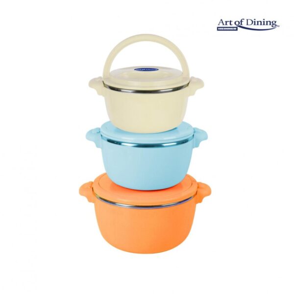 SET 3 CASEROLE TERMICE 2+4+6L, BELLY ORANGE, ART OF DINING BY HEINNER - HR-SNV-246LP