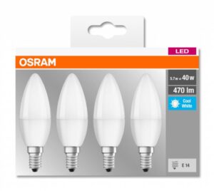 Set 4 becuri Led Osram, E14, 5,0W, 470 lumeni, lumina neutra (4000K) - 000004058075819610