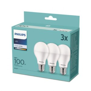 Set de 3 becuri LED Philips E27, 14W (100W), lumina neutra 4000K - 000008718699694906