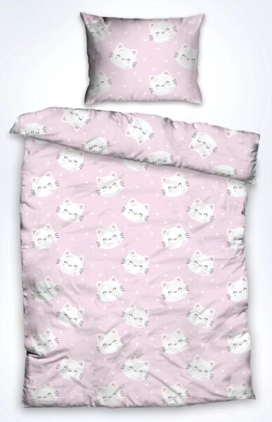 Set de pat single bumbac, 92 gsm, Cat - VN-SGBED92-CAT