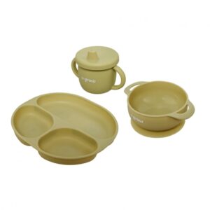 Set diversificare 3 piese silicon: bol, farfurie si cana cu cioc - UG-SET15OV