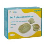 Set diversificare 3 piese silicon: bol, farfurie si cana cu cioc - UG-SET15OV