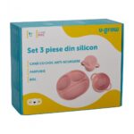 Set diversificare 3 piese silicon: bol, farfurie si cana cu cioc - UG-SET15PK