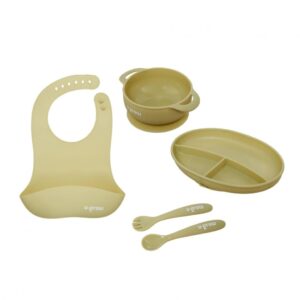 Set diversificare 5 piese silicon: baveta, bol, farfurie - UG-SET2OV