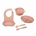 Set diversificare 5 piese silicon: baveta, bol, farfurie - UG-SET2PK