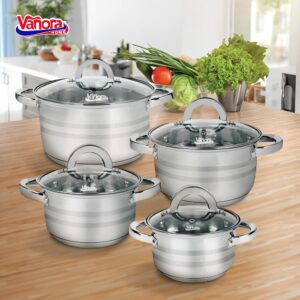 SET GATIT DIN INOX 8 PIESE, MEDINA, VANORA HOME - VN-HJ-8PCS