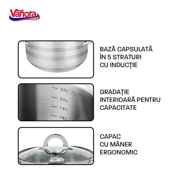 SET GATIT DIN INOX 8 PIESE, MEDINA, VANORA HOME - VN-HJ-8PCS