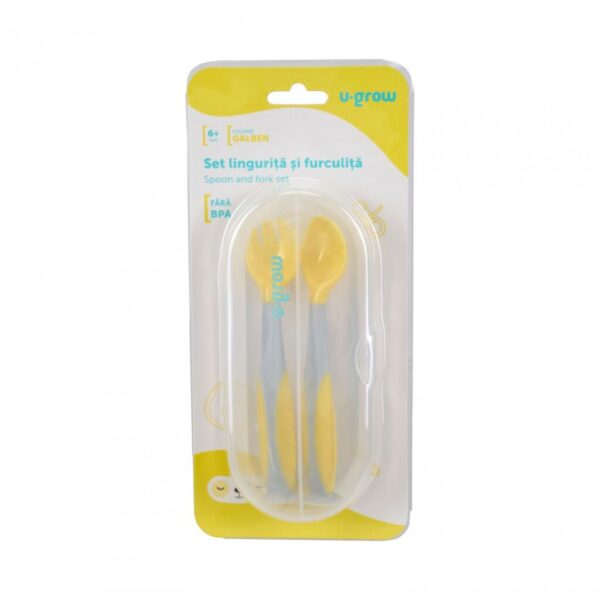 Set lingurita si furculita, galben, U-Grow - UG-218YE