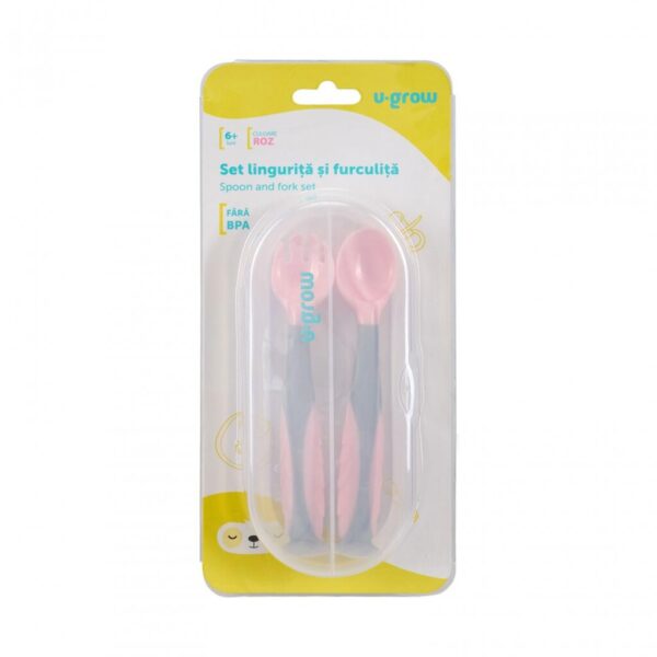 Set lingurita si furculita, roz, U-Grow - UG-218PK