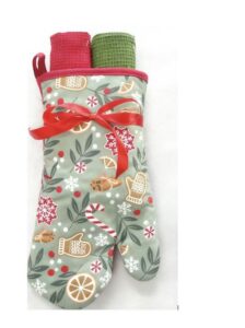 Set manusa bucatarie 3 piese Craciun Green - HR-3KS-XMASG