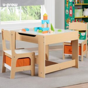 Set masuta si 2 scaune, lemn natur, U-Grow - UGMS-5601-NAT