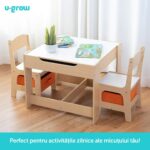 Set masuta si 2 scaune, lemn natur, U-Grow - UGMS-5601-NAT