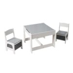Set masuta si 2 scaune pentru copii, alb MDF, U-Grow - UGMS-5601-GR