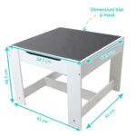 Set masuta si 2 scaune pentru copii, alb MDF, U-Grow - UGMS-5601-GR