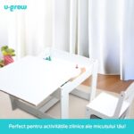 Set masuta si 2 scaune pentru copii, alb MDF, U-Grow - UGMS-5601-GR