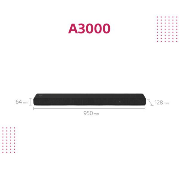 Soundbar Sony HT-A3000, 3.1ch, Dolby Atmos, 250W, Bluetooth 5.0 - HTA3000.CEL