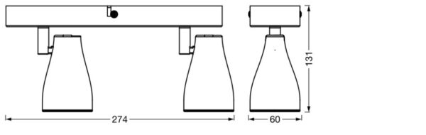 Spot LED dublu ajustabil Ledvance Pear, 2xGU10, 2x4.3W, 700 lm - 000004058075826434