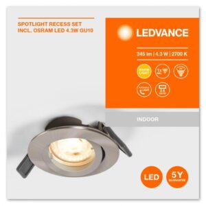 Spot LED incastrat Ledvance, GU10, 4.3W, 345 lm, lumina calda (2700K) - 000004058075573017