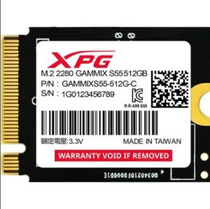 SSD ADATA XPG Gammix S55 512GB PCI Express 4.0 x4 M.2 2230 - SGAMMIXS55-512G-C