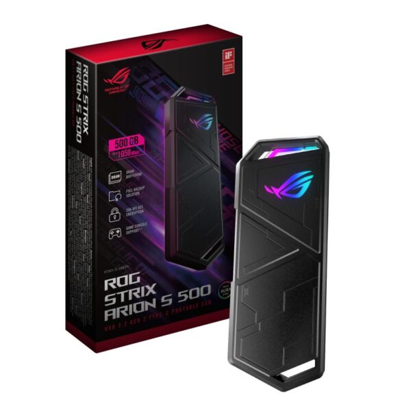 SSD ASUS ROG Strix Arion S500 500GB USB 3.2 tip C A-RGB - ESD-S1B05/BLK/G/AS