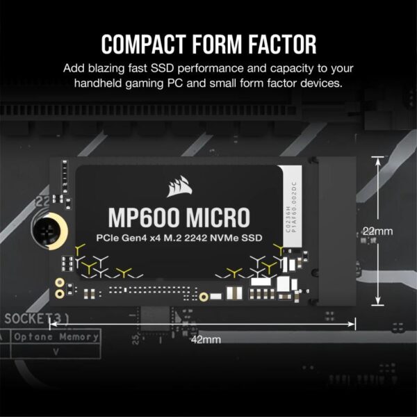 SSD Corsair MP600 MICRO Capacitate 1TB M.2 2242 NVME PCIE GEN4 - CSSD-F1000GBMP600MCR