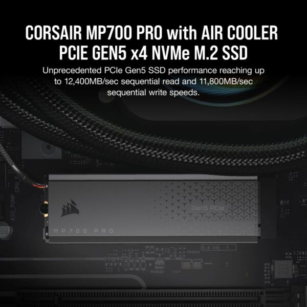 SSD CORSAIR MP700 PRO 1TB Air Cooler PCIe Gen5 x4 NVMe 2.0 M.2 - CSSD-F1000GBMP700PRO