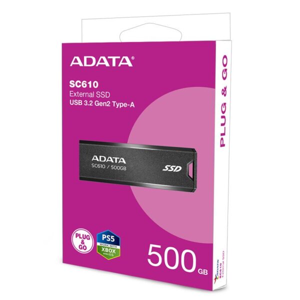 SSD Exterm ADATA 500GB - SC610-500G-CBK/RD