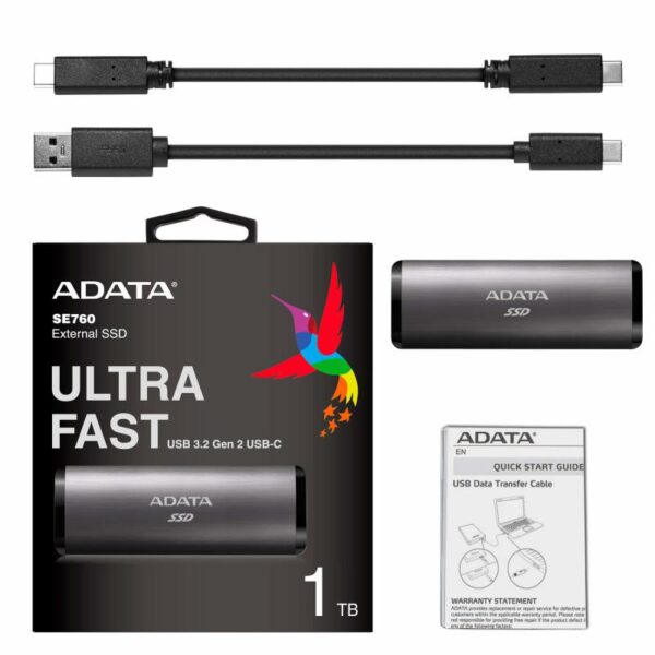 SSD Extern ADATA SE760, 2.5", 1TB, USB 3.2, gray - ASE760-1TU32G2-CTI