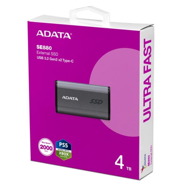 SSD Extern ADATA SE880 4TB TITANIUM USB 3.2 Gen2 x2, up to 2000MB/s - AELI-SE880-4TCGY