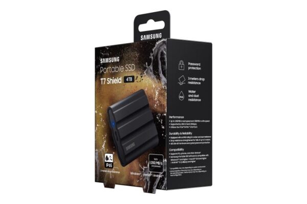 SSD extern Samsung 2.5", 4TB, T7, USB3.2, 1050Mb/sec, Black - MU-PE4T0S/EU