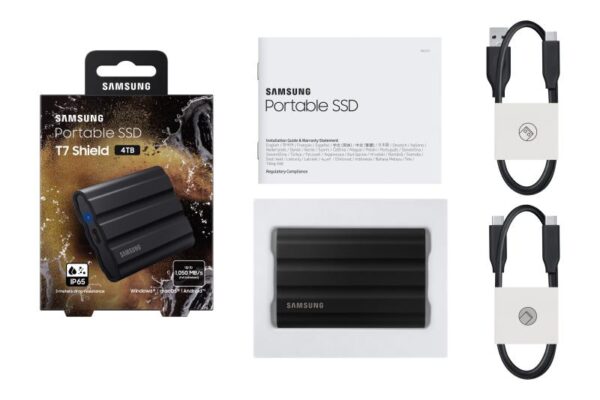 SSD extern Samsung 2.5", 4TB, T7, USB3.2, 1050Mb/sec, Black - MU-PE4T0S/EU