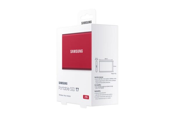 SSD extern Samsung, 2TB, USB 3.1, Red - MU-PC2T0R/WW