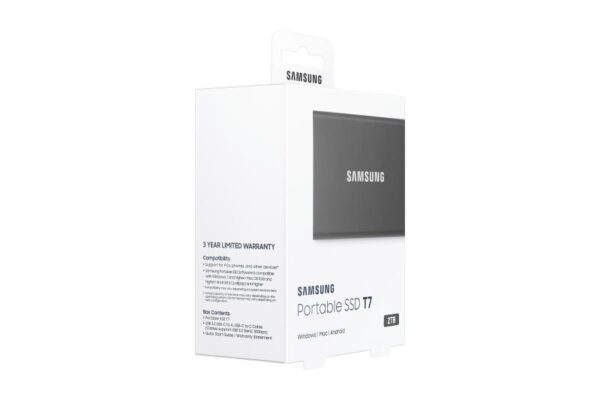 SSD Extern Samsung T7, 2TB, Titan Gray, USB 3.2 - MU-PC2T0T/WW