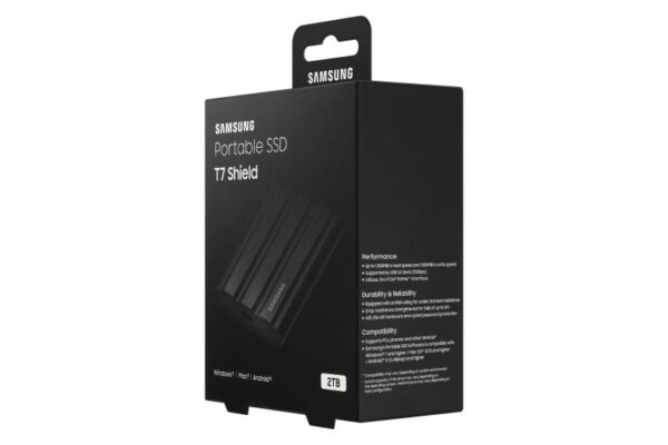 SSD extern Samsung, T7 Shield, 2TB, USB 3.2, Black - MU-PE2T0S/EU