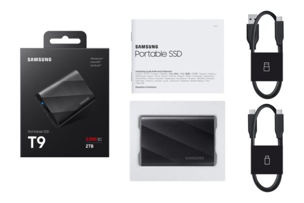 SSD extern Samsung, T9, 2TB, USB 3.2, Black - MU-PG2T0B/EU