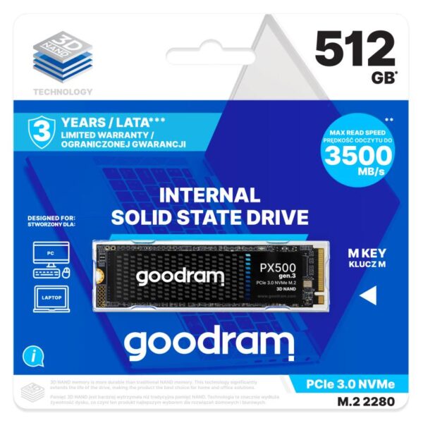 SSD Goodram PX500, 512GB, NVMe, M.2 - SSDPR-PX500-512-80-G3