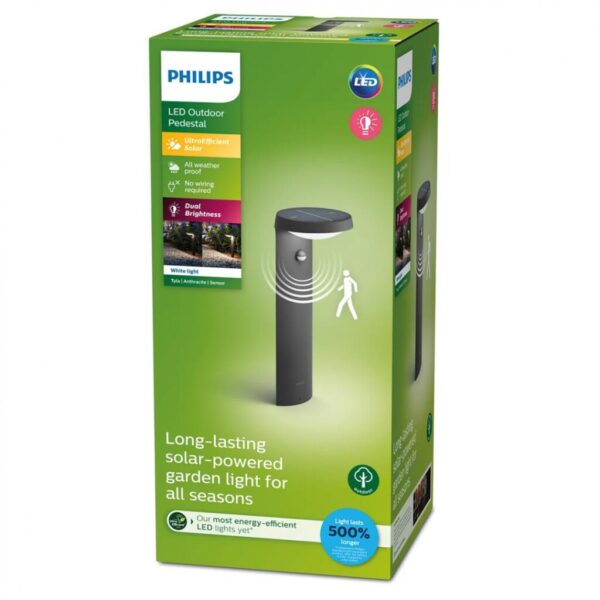 Stalp LED solar pentru exterior cu senzor de miscare Philips Tyla - 000008719514476936