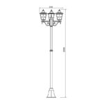 Stalp pentru iluminat exterior Vivalux JARDIN, E27, max. 3x60W, IP44 - VIV004376