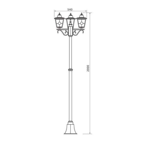 Stalp pentru iluminat exterior Vivalux JARDIN, E27, max. 3x60W, IP44 - VIV004376