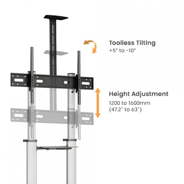 Stand TV mobil Serioux 44-610TW, dimensiuni 1292x717x2327mm - SRXA-TV44-610TW