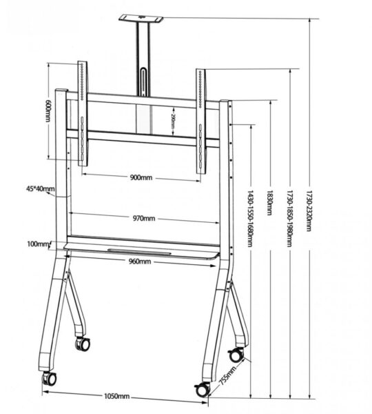 Stand TV mobil Serioux TV213CA, dimensiuni: 1050x755x2320mm - SRXA-TV213CA