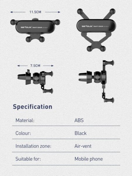 Suport auto telefon Gravity Serioux CH04, Material: ABS - SRX-CH04