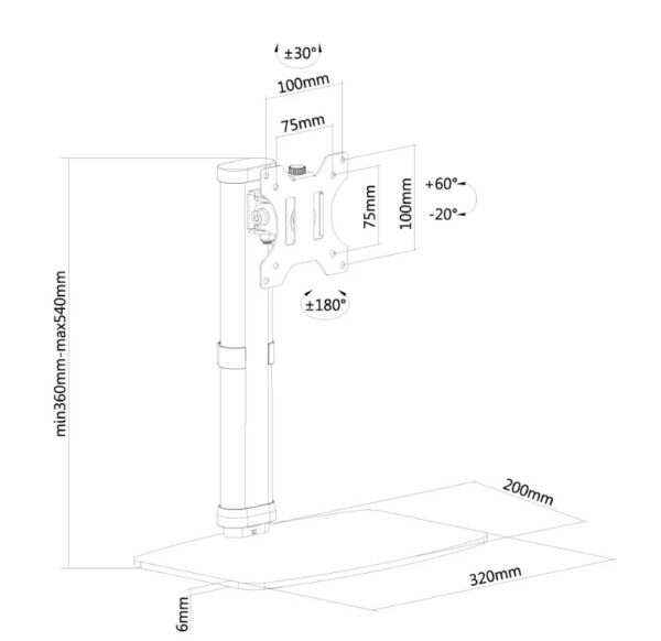 Suport monitor de birou Neomounts by Newstar 10"-30", 6kg - FPMA-D890BLACK