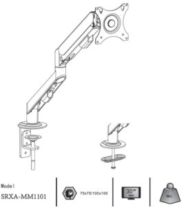 Suport monitor Serioux MM1101, tip: arc cu gaz, reglarea - SRXA-MM1101